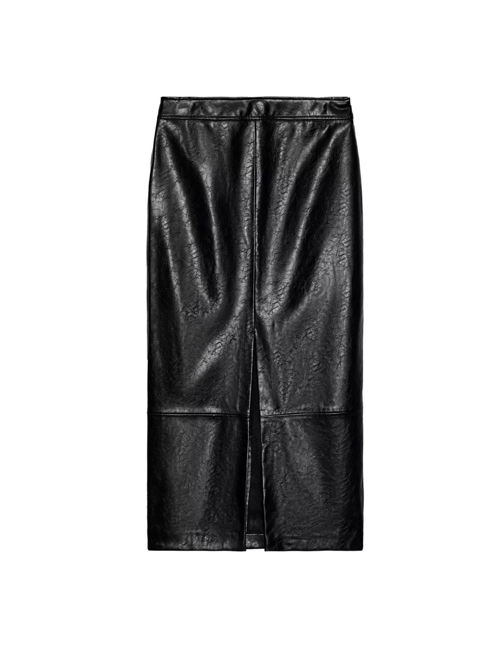 Zara Faux Leather Midi Skirt - Black XL